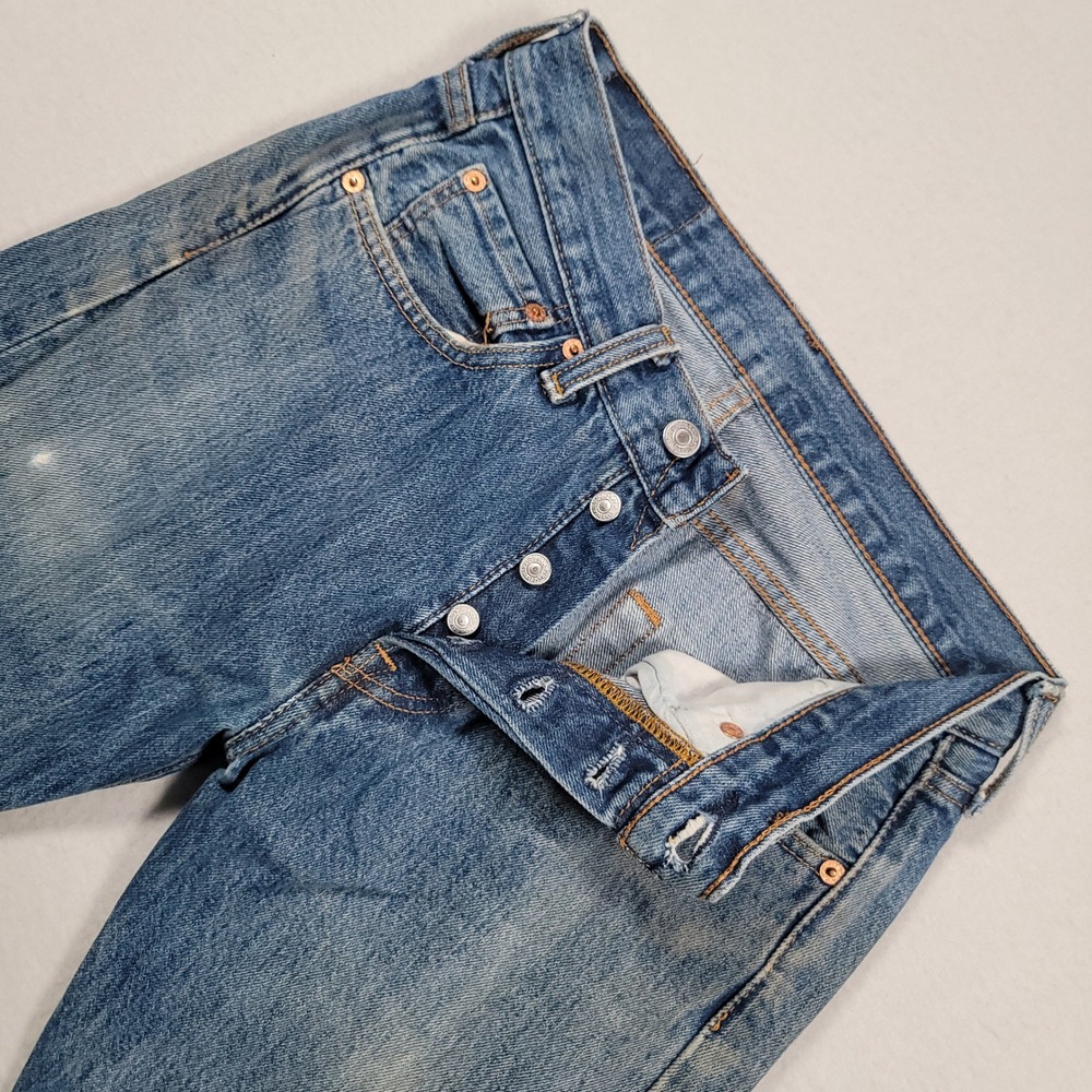 Levi's 501 Original Fit Jeans Men 28x30 Blue Solid Straight Leg Cotton Casual